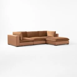 Deseo 4-Piece Modular Copper Brown Performance Velvet Sectional Sofa -Furniture Sale Deseo4PcCpprSectSofa3QSSF23