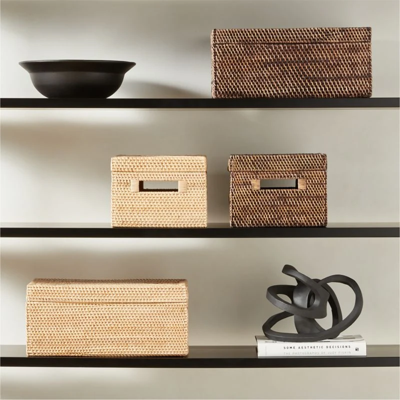 Emme Rectangular Handwoven Natural Rattan Storage Basket 7 Emme Rectangular Handwoven Natural Rattan Storage Basket - Image 5