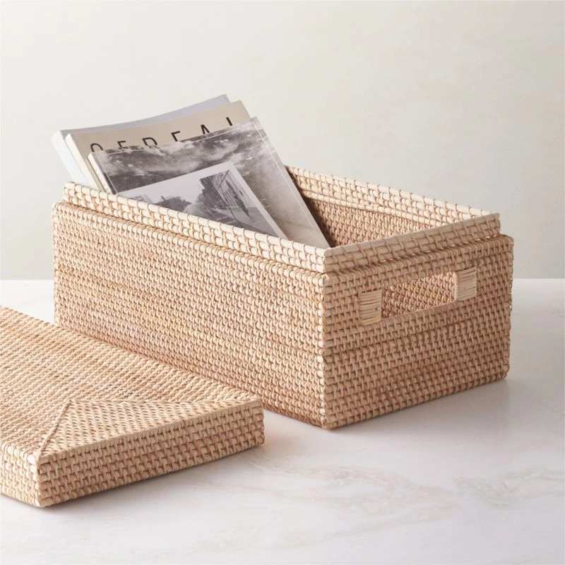 Emme Rectangular Handwoven Natural Rattan Storage Basket 5 Emme Rectangular Handwoven Natural Rattan Storage Basket - Image 3