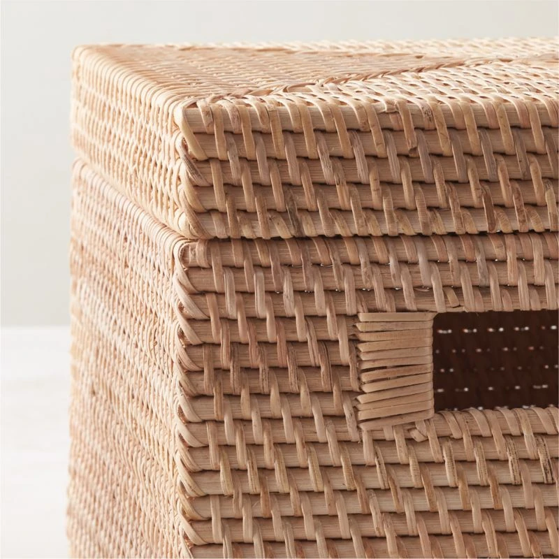 Emme Rectangular Handwoven Natural Rattan Storage Basket 6 Emme Rectangular Handwoven Natural Rattan Storage Basket - Image 4