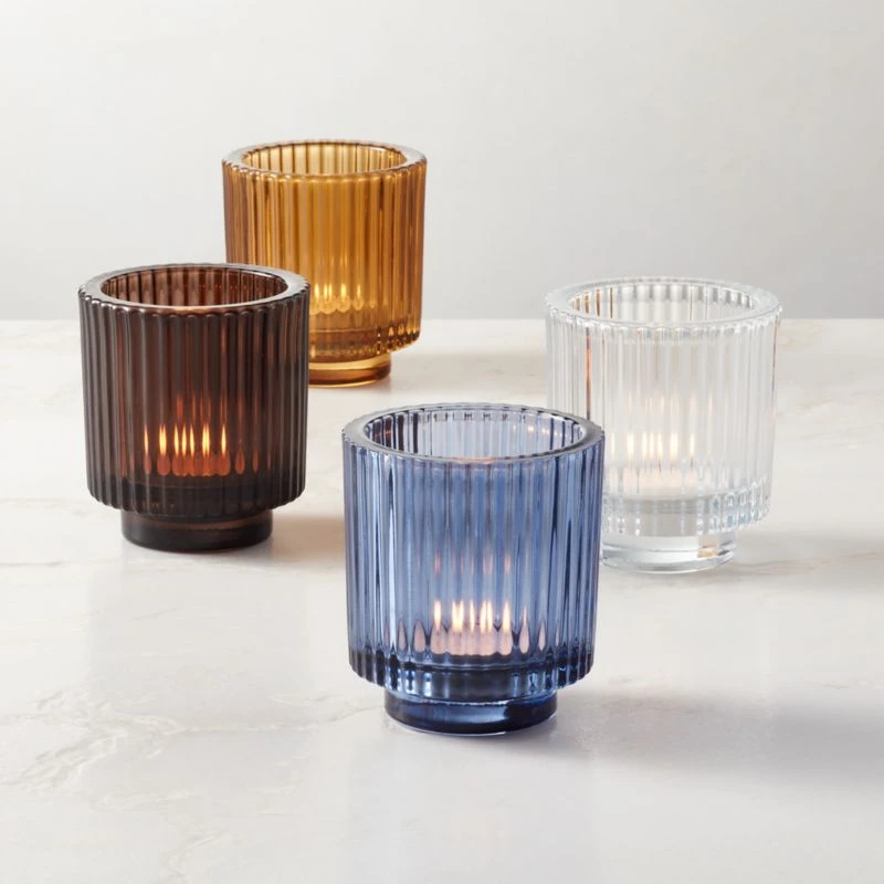 Ezra Amber Glass Tealight Candle Holders Set Of 6 6 Ezra Amber Glass Tealight Candle Holders Set Of 6 - Image 4