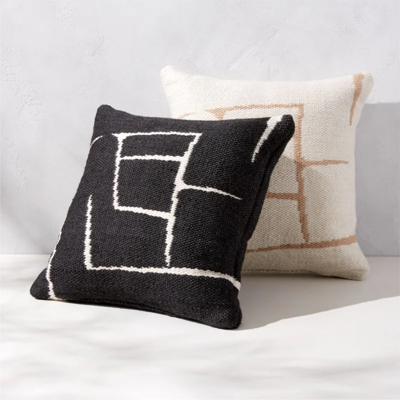 Faro Black And White Outdoor Throw Pillow 20'' 5 Faro Black And White Outdoor Throw Pillow 20'' - Image 3