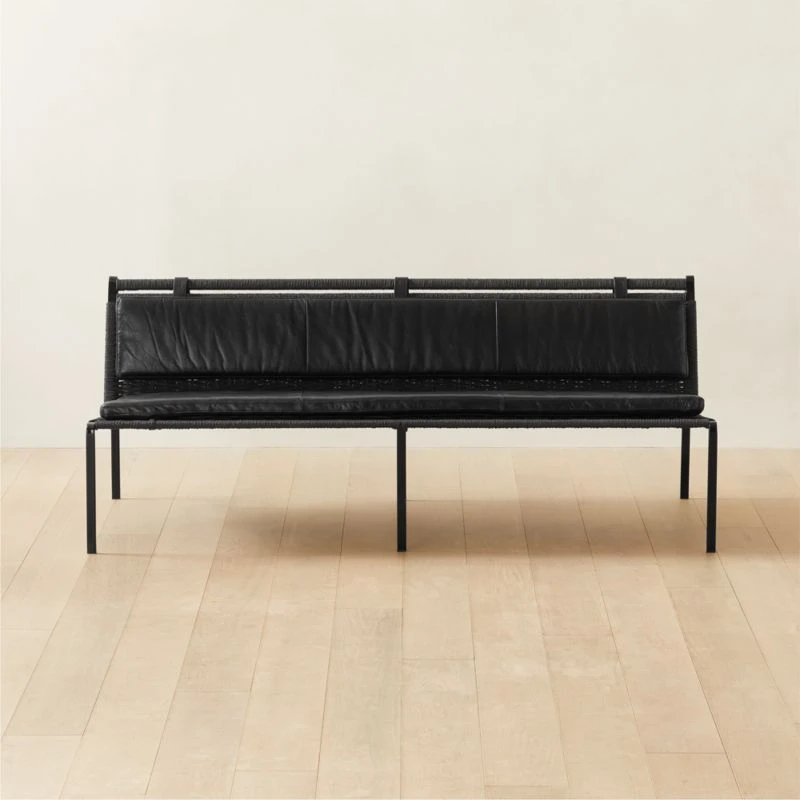 Fenn Black Cord And Leather Settee 3 Fenn Black Cord And Leather Settee