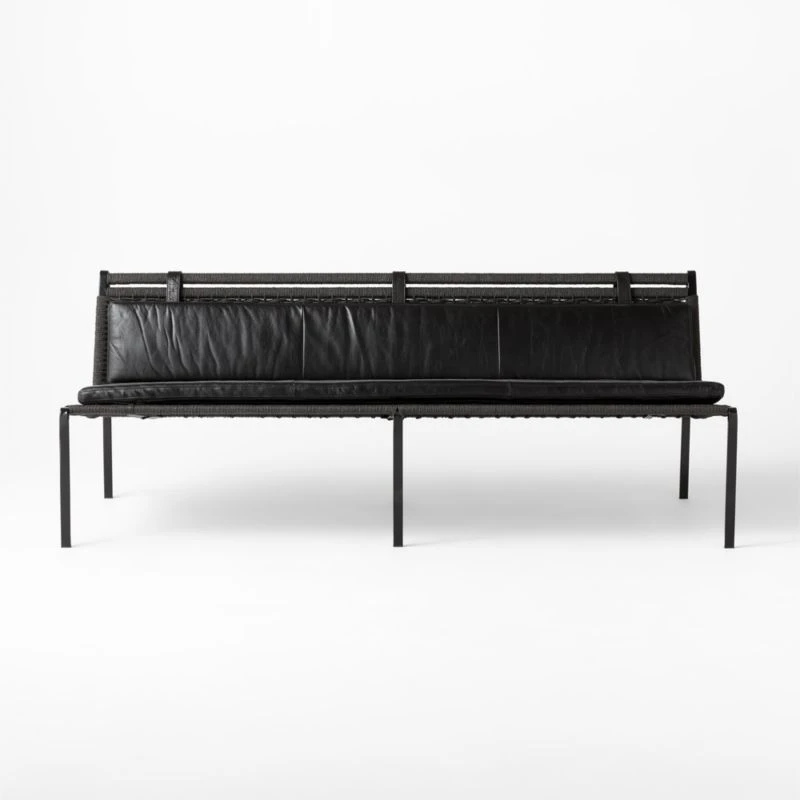 Fenn Black Cord And Leather Settee 4 Fenn Black Cord And Leather Settee - Image 2