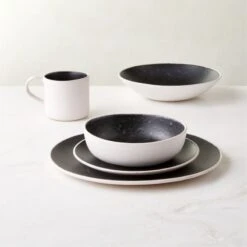 Fynn Black And White Soup Bowl With Reactive Glaze -Furniture Sale FlynnRctvGroupFHS23 3