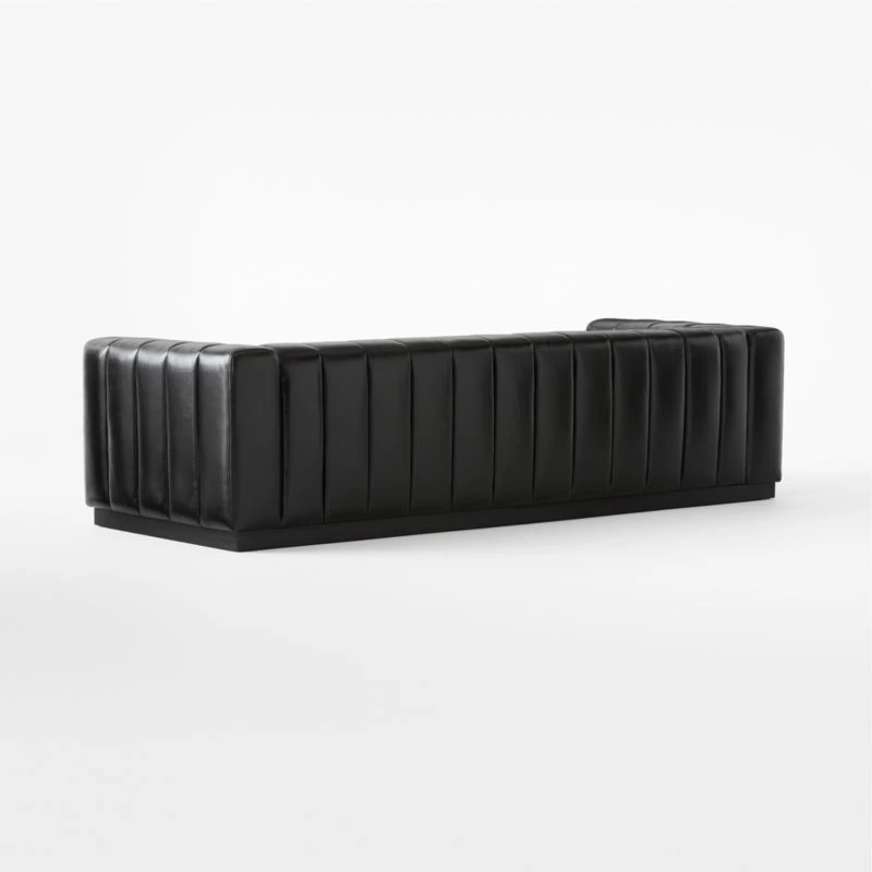 Forte Extra-Large Channeled Black Leather Sofa 101" 7 Forte Extra-Large Channeled Black Leather Sofa 101" - Image 5