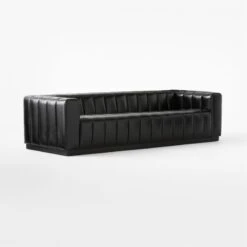 Forte Extra-Large Channeled Black Leather Sofa 101" 10 Forte Extra-Large Channeled Black Leather Sofa 101" -Furniture Sale ForteChnnldBkLthrLgSofa3QSSF22