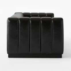 Forte Extra-Large Channeled Black Leather Sofa 101" 11 Forte Extra-Large Channeled Black Leather Sofa 101" -Furniture Sale ForteChnnldBkLthrLgSofaSDSSF22