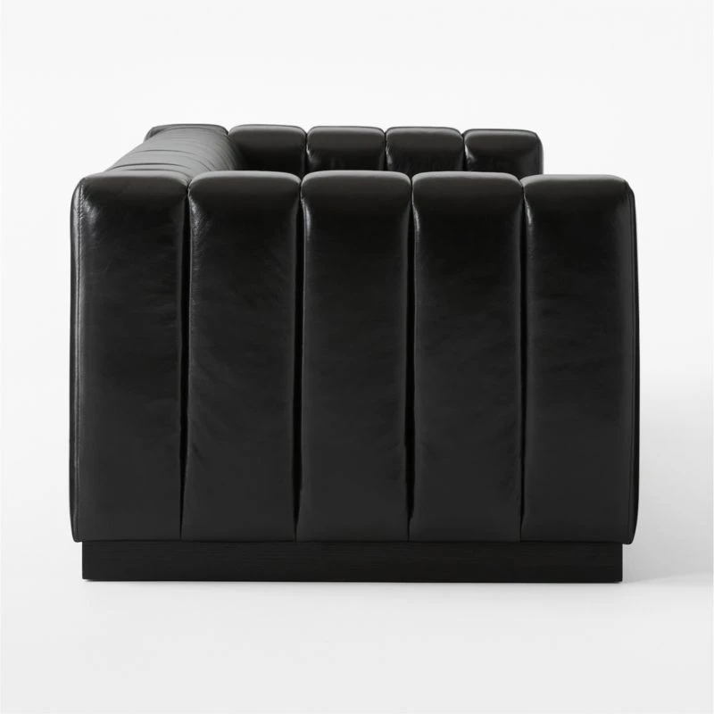 Forte Extra-Large Channeled Black Leather Sofa 101" 6 Forte Extra-Large Channeled Black Leather Sofa 101" - Image 4