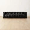 Forte Extra-Large Channeled Black Leather Sofa 101" 2 Forte Extra-Large Channeled Black Leather Sofa 101" -Furniture Sale ForteChnnldBkLthrLgSofaSHF22