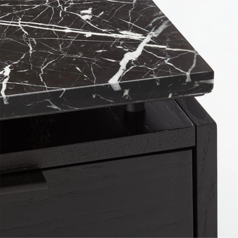 Fullerton 3-Drawer Black Metal And Oak Wood Desk With Black Marble Top 10 Fullerton 3-Drawer Black Metal And Oak Wood Desk With Black Marble Top - Image 8