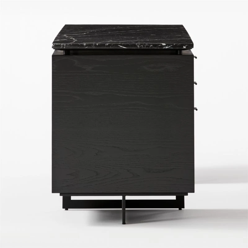 Fullerton 6-Drawer Black Oak Wood Desk With Black Marble Top 7 Fullerton 6-Drawer Black Oak Wood Desk With Black Marble Top - Image 5