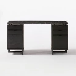 Fullerton 6-Drawer Black Oak Wood Desk With Black Marble Top 12 Fullerton 6-Drawer Black Oak Wood Desk With Black Marble Top -Furniture Sale FullertonModBkDkW2BkDrwSOF20