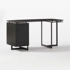 Fullerton 3-Drawer Black Metal And Oak Wood Desk With Black Marble Top 16 Fullerton 3-Drawer Black Metal And Oak Wood Desk With Black Marble Top -Furniture Sale FullertonModBkDkWBkDrNLg3QBF20