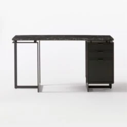Fullerton 3-Drawer Black Metal And Oak Wood Desk With Black Marble Top 14 Fullerton 3-Drawer Black Metal And Oak Wood Desk With Black Marble Top -Furniture Sale FullertonModBkDkWBkDrNLgSOF20