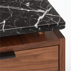 Fullerton 3-Drawer Metal And Walnut Wood Desk With Black Marble Top -Furniture Sale FullertonModBkDkWWlDrNLgAVF20