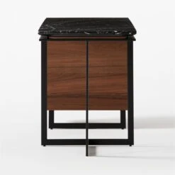 Fullerton 3-Drawer Metal And Walnut Wood Desk With Black Marble Top -Furniture Sale FullertonModBkDkWWlDrNLgSDF20