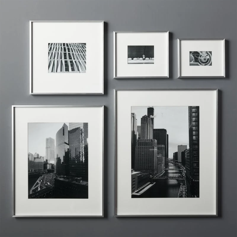 Gallery Brushed Silver Picture Frame With White Mat 8"x10" 4 Gallery Brushed Silver Picture Frame With White Mat 8"x10" - Image 2