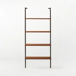 Helix Walnut Wood Wall Mount Bookshelf 70'' -Furniture Sale Helix70inWalnutBookcaseSOSSS21