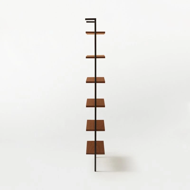 Helix Walnut Wood Wall Mount Bookshelf 96'' 11 Helix Walnut Wood Wall Mount Bookshelf 96'' - Image 9