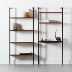 Helix Walnut Wood Wall Mount Desk With Shelves 70'' -Furniture Sale HelixShortBookcaseNDeskFHS20 1x1