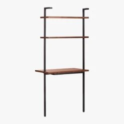 Helix Walnut Wood Wall Mount Desk With Shelves 70'' -Furniture Sale HelixShortDeskWalnut3QBS20