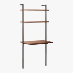 Helix Walnut Wood Wall Mount Desk With Shelves 70'' -Furniture Sale HelixShortDeskWalnut3QS20