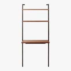 Helix Walnut Wood Wall Mount Desk With Shelves 70'' -Furniture Sale HelixShortDeskWalnutSOS20