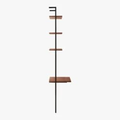 Helix Walnut Wood Wall Mount Desk With Shelves 96'' -Furniture Sale HelixTallDeskWalnutSDS20