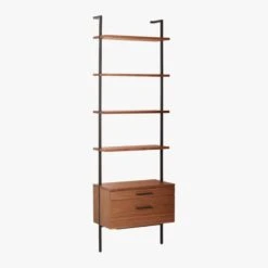 Helix 96" Walnut Bookcase With 2 Drawers -Furniture Sale HelixTallShlf2DrwWalnut3QS20