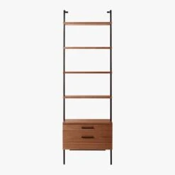 Helix 96" Walnut Bookcase With 2 Drawers -Furniture Sale HelixTallShlf2DrwWalnutSOS20