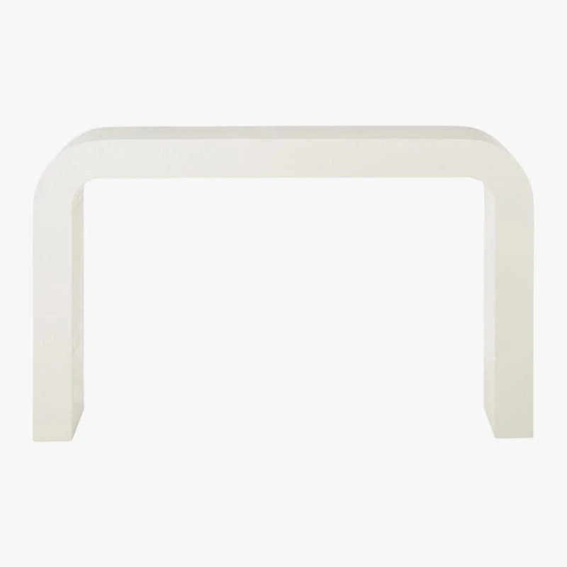 Horseshoe Ivory Lacquered Linen Console Table 52'' 6 Horseshoe Ivory Lacquered Linen Console Table 52'' - Image 4