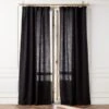 Heavyweight Black Linen Window Curtain Panel 48''x84'' -Furniture Sale HvywtBlkLnn96CurtainPnlSHS23