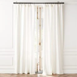 Heavyweight White Linen Window Curtain Panel 48''x84''