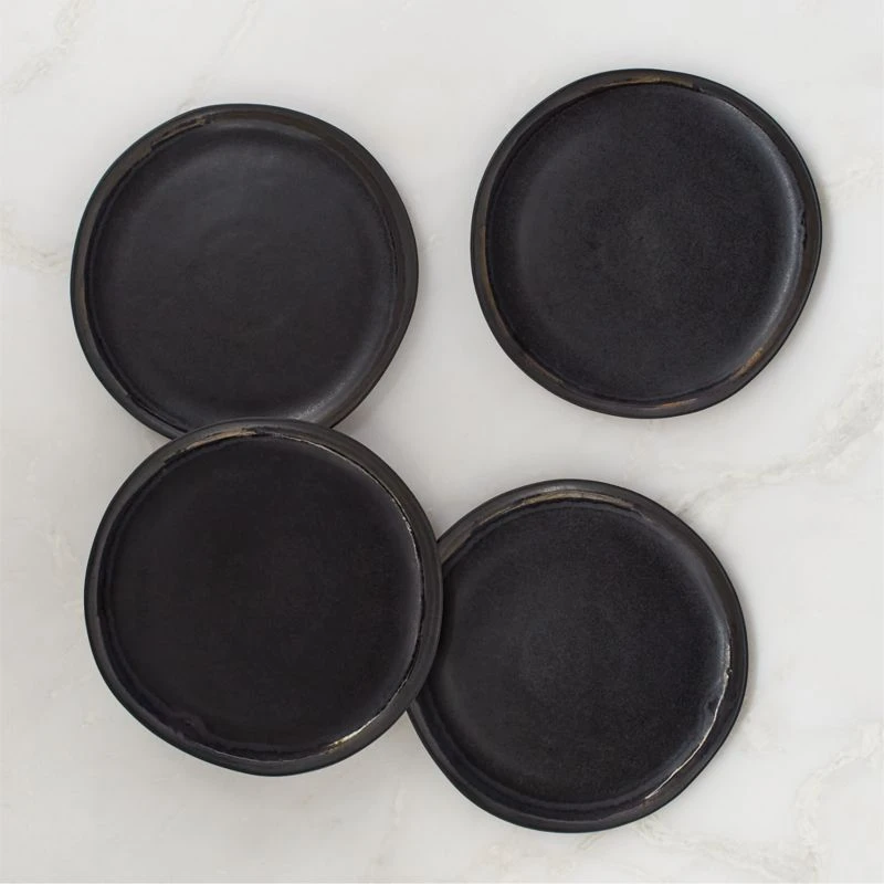 Hyacinth Black Salad Plate With Reactive Glaze 4 Hyacinth Black Salad Plate With Reactive Glaze - Image 2