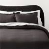 Kellen Organic Cotton-Blend Charcoal Grey Duvet Cover And Pillow Shams -Furniture Sale KellenCtnLnGryFQDuvetCvrSHF23