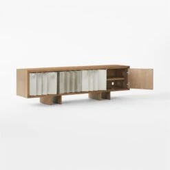Kibo Steel And Oak Wood Media Console 83'' -Furniture Sale KiboLargeMediaCredenza3QAVSSF22