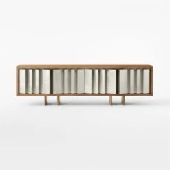 Kibo Steel And Oak Wood Media Console 83'' -Furniture Sale KiboLargeMediaCredenzaSOSSF22
