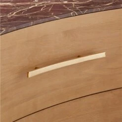 Kingsbury Low 4-Drawer Curved Oak Wood Dresser With Marble Top 15 Kingsbury Low 4-Drawer Curved Oak Wood Dresser With Marble Top -Furniture Sale KingsburyCrvdMrblLwDrssrAVSSF22