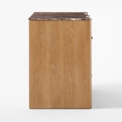 Kingsbury Low 4-Drawer Curved Oak Wood Dresser With Marble Top 13 Kingsbury Low 4-Drawer Curved Oak Wood Dresser With Marble Top -Furniture Sale KingsburyCrvdMrblLwDrssrSDSSF22