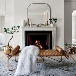 Liquid Hammered Brass Storage Basket Large -Furniture Sale LaStrizzaSaddleLeatherBenchOC20 1x1 1