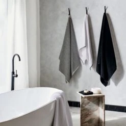 Brooks Ribbed Organic Cotton Black Bath Towel Set 7 Brooks Ribbed Organic Cotton Black Bath Towel Set -Furniture Sale LenaBlackAndWhiteTowelsAG21 1x1 1
