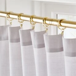 Polished Brass Curtain Rings With Clips Set Of 9 -Furniture Sale LghtwghtWlLtGreyPnl96inAVSHF21