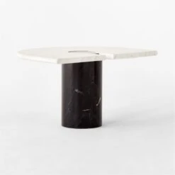 Liguria Rounded White Marble Side Table With Black Marble Base 13 Liguria Rounded White Marble Side Table With Black Marble Base -Furniture Sale LiguriaWtTopBkBsTable3QBSSF22