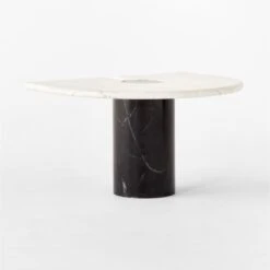 Liguria Rounded White Marble Side Table With Black Marble Base 11 Liguria Rounded White Marble Side Table With Black Marble Base -Furniture Sale LiguriaWtTopBkBsTable3QSSF22
