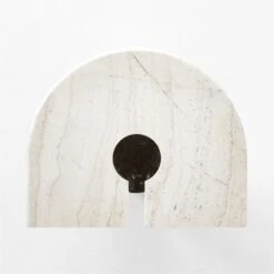 Liguria Rounded White Marble Side Table With Black Marble Base 15 Liguria Rounded White Marble Side Table With Black Marble Base -Furniture Sale LiguriaWtTopBkBsTableTOPSSF22