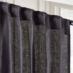 EUROPEAN FLAX™-Certified Linen Black Window Curtain Panel 48''x84'' 10 EUROPEAN FLAX™-Certified Linen Black Window Curtain Panel 48''x84'' -Furniture Sale LinenBlack96CurtainPnlAV2SHS23