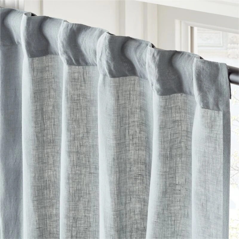 Lead Blue Linen Window Curtain Panel 48''x84'' 5 Lead Blue Linen Window Curtain Panel 48''x84'' - Image 3