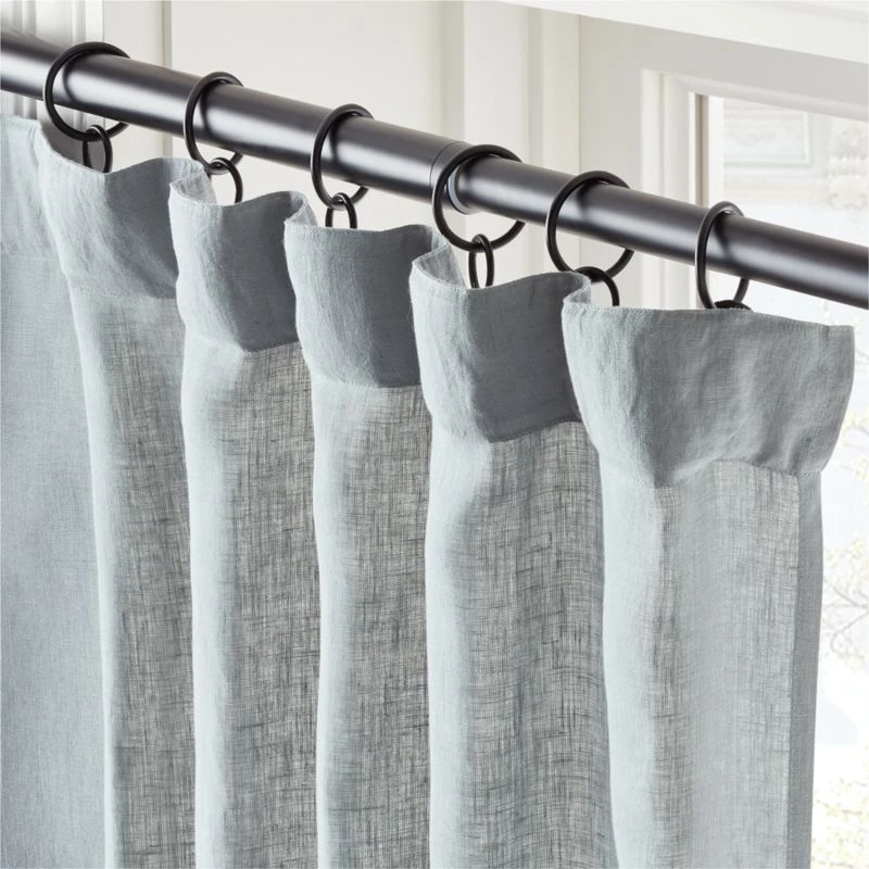 Lead Blue Linen Window Curtain Panel 48''x84'' 4 Lead Blue Linen Window Curtain Panel 48''x84'' - Image 2