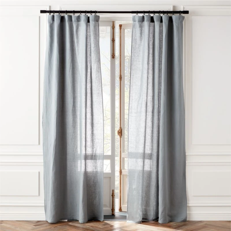 Lead Blue Linen Window Curtain Panel 48''x84'' 3 Lead Blue Linen Window Curtain Panel 48''x84''